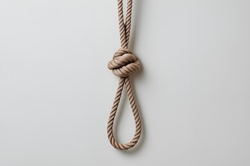 Realistic Noose Rope on White Background – Minimalist Execution Knot Concept