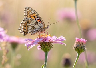 Close-up of a butterfly on a blooming wildflower
