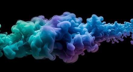 Obraz premium Teal Blue Purple Ink Swirls Abstract Background image