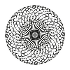Monochrome spiral icon. Circular hypnotic shape. Concentric black pattern. Vector swirl form.