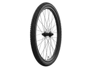 Black Bicycle Wheel with Spare Parts Transparent Background Cycling Repair and Maintenance Concept