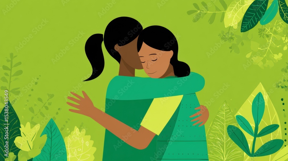 Aufkleber Support a Friend During Treatment With Guidance and Empathy in a Natural Setting Focused on Care and Connection