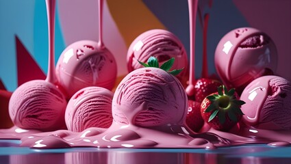 strawberry ice cream balls