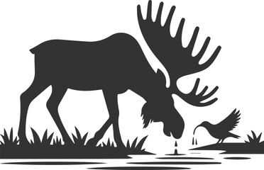 Moose forest animal vector illustration silhouette