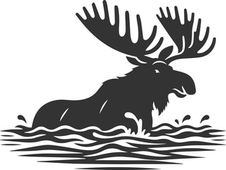 Moose forest animal vector illustration silhouette