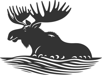 Moose forest animal vector illustration silhouette