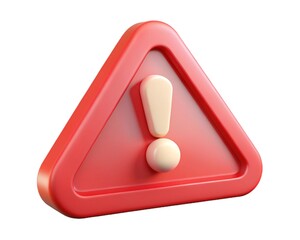 Red triangle warning sign with exclamation mark isolated on white background
