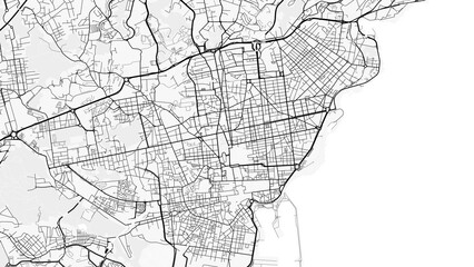 Catania City Map. Minimalist black and white line art poster for printing, wallpaper, wall art for home and office decor