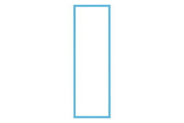 Square, rectangular shape, light blue, collage rectangle made from paper, photo frame on transparent background.