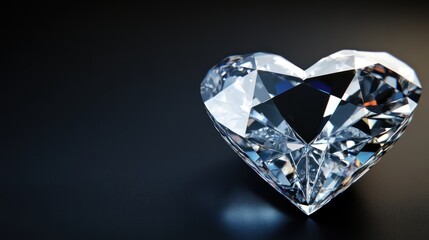 Heart-shaped diamond on dark background