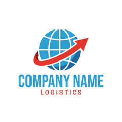 Modern logistics company logo with a blue circular globe