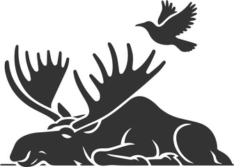 Moose forest animal vector illustration silhouette