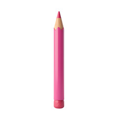 A single pink colored pencil standing upright isolated on transparent background
