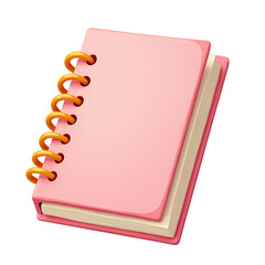 A pink notebook with a spiral binding isolated on transparent background