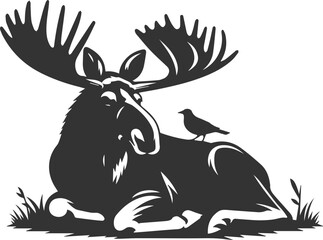 Moose forest animal vector illustration silhouette