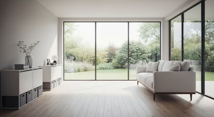 Minimalist Scandinavian Living Room with Large Windows