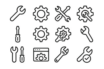 Fototapeta premium Collection of tools and gears illustrating mechanical repair and maintenance activities in a workshop setup