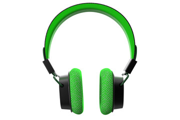 Vibrant Green and Black Modern Over-Ear Headphones Isolated on Transparent HD Background. Perfect for Gaming, Music, and Digital Audio Projects. High-Resolution Product Shot for E-commerce and UIUX.
