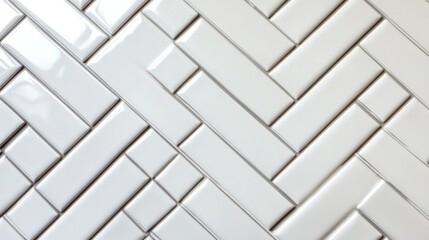 White rectangular tiles in a herringbone pattern