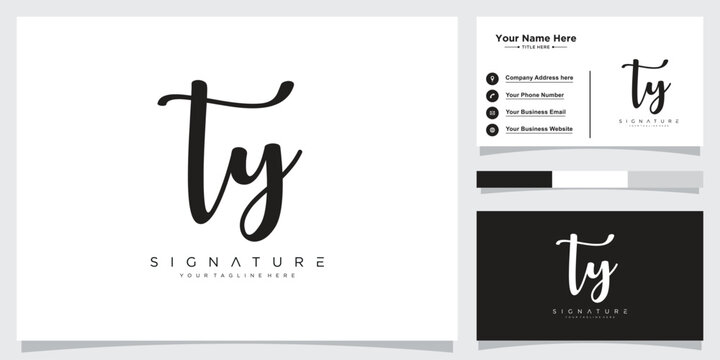 Initial TY handwriting logo vector template