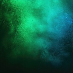 Obraz premium An abstract image showcasing a vibrant blend of teal and green powder, seemingly suspended in mid-air against a dark background, creating a dynamic and textured effect