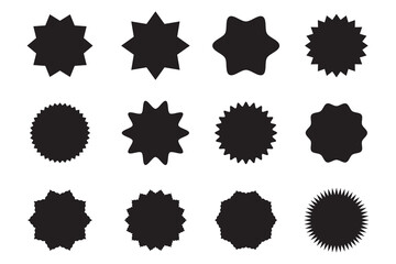 Blank promo stickers set. Starburst, graphic, sunburst, shine, stamp, decoration, sunshine, glitter symbol. Hipster Style badges. Vector design element great for retro style projects. 