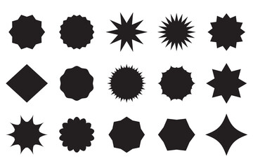Blank promo stickers set. Starburst, graphic, sunburst, shine, stamp, decoration, sunshine, glitter symbol. Hipster Style badges. Vector design element great for retro style projects. 
