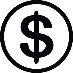 Bold black dollar sign icon within a thick circular border