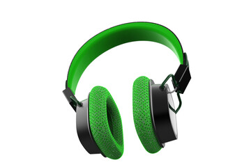 Vibrant Green Modern Headphones with High-Resolution Detail on Transparent HD Background - Ideal for Immersive Music Listening, Gaming, and Digital Lifestyle Tech Accessory Product Photography.
