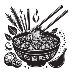 Black Ramen Silhouette Vector, High Quality Illustration on White Background