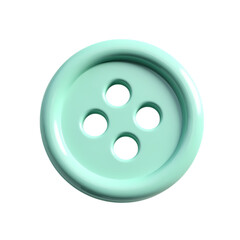 Fototapeta premium A single light green button with four holes isolated on transparent background