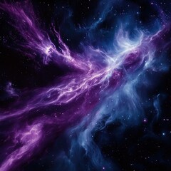 Dreamy Purple and Blue Nebula in Deep Space with Stars, Mysterious Galaxy Scene for Astronomy, Sci - Fi and Cosmic Exploration Designs