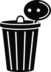 Data Delete Icon with Trash Bin and Chat Bubble Vector Silhouette illustration