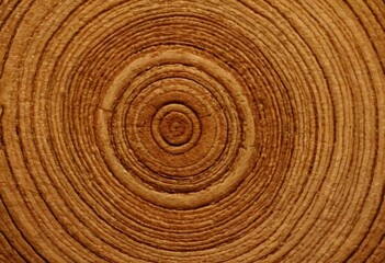 Wooden rings from a Tree Trunk: Up close macro shot of tree rings, revealing the rich texture and intricate patterns of the tree's life story. Ai generated image