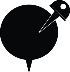 Pinned Message Icon with Speech Bubble and Pushpin Vector Silhouette illustration