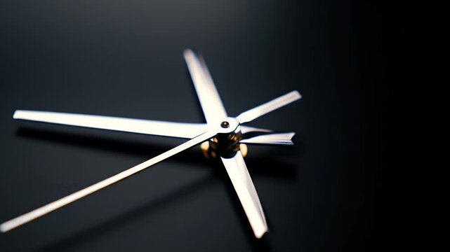 Silver Clock Hands on Black Background Representing Passing of Time in High Detail