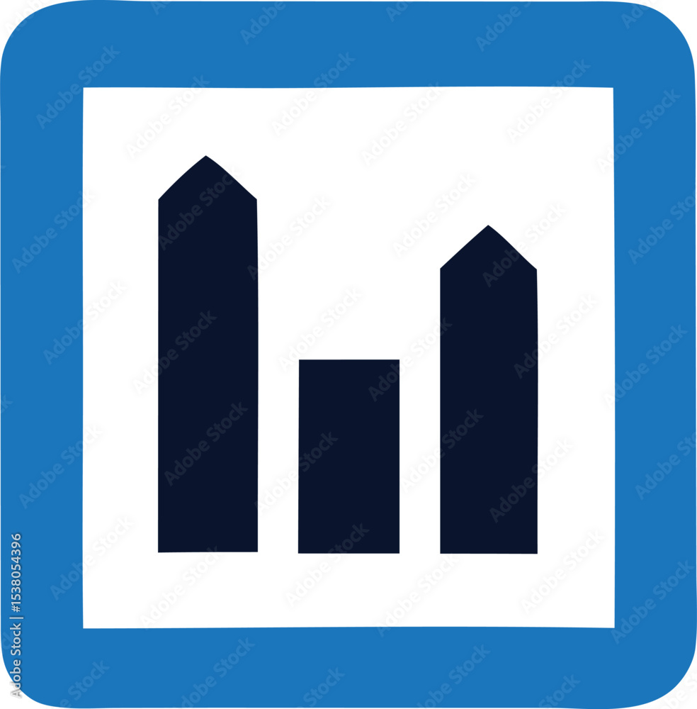 Poster simple bar graph icon in a blue square frame data visualization symbol