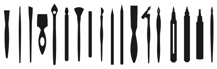 old ink pen nibs black felt marker silhouette