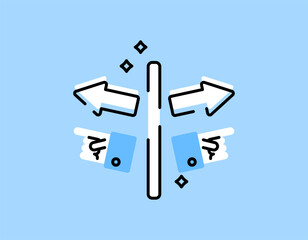 guide concept. hint, direction, and instruction. guide to the right or successful path. illustration of a signpost symbol with a pointing hand. flat style design with outline. asset element