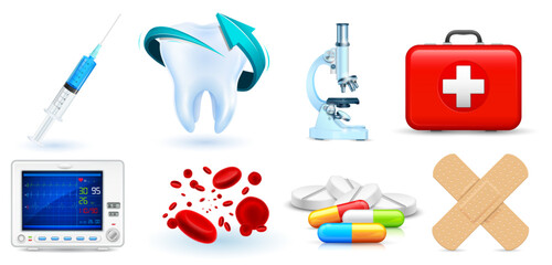 illustration of collection of detailed medical object