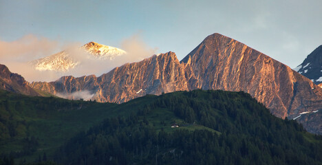 Alps from Kaprun area at sunset , Austria - Hohe Tauern