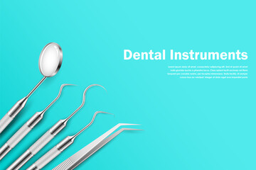 illustration of realistic dental equipment and instrunment on Healthcare and Medical background