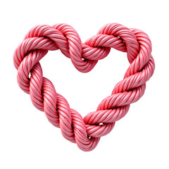 Fototapeta premium A pink rope twisted into a heart shape isolated on transparent background