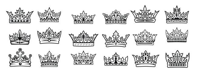 set black white imperial royal crowns.