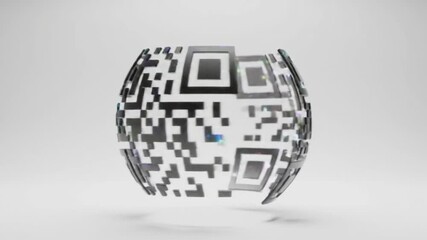3D Spherical QR Code Digital Data Global Sphere Structure - Powered by Adobe