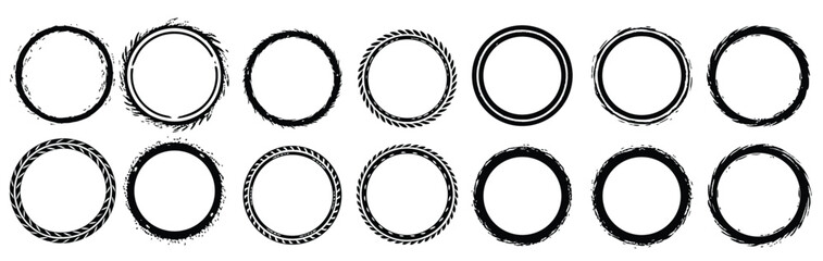  set decorative circular frames.eps, round rope frame circle ropes rounded border decorative marine cable frame circles isolated set.