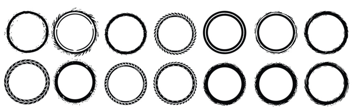  set decorative circular frames.eps, round rope frame circle ropes rounded border decorative marine cable frame circles isolated set.