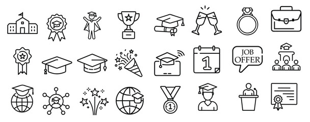 set graduation outline icon