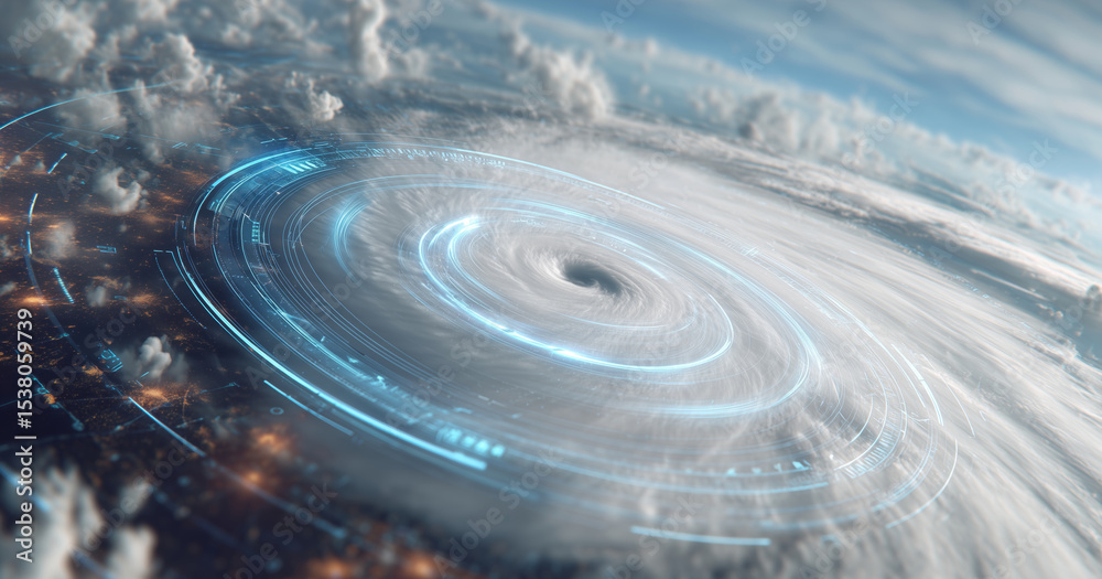 Poster High-altitude satellite probe monitors a developing cyclone, utilizing cutting-edge technology and sensors to gather real-time climate data.