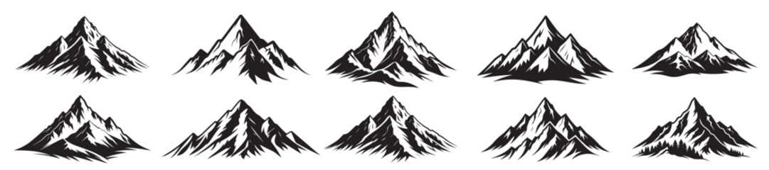 mountain silhouette vector bundle illustration.